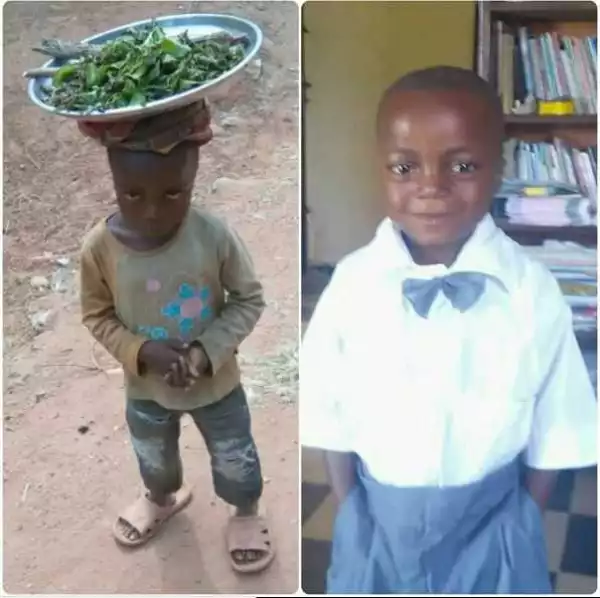 Photos: Little Boy Found Hawking On The Streets In Cross River, Gets Enrolled In School (Must See)